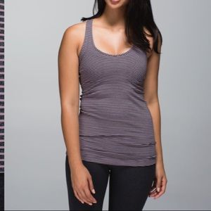 Lululemon purple and dark grey stripe cool racer